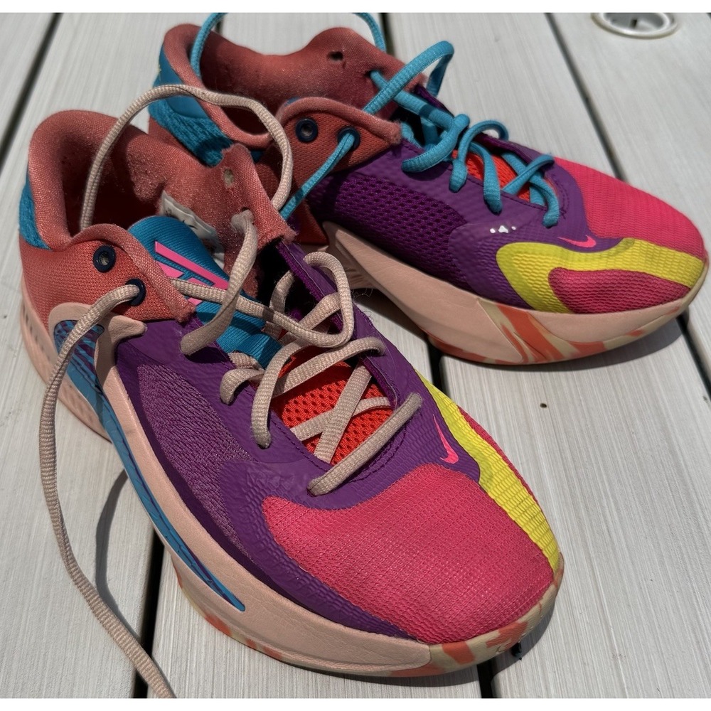 🏀 Nike Zoom Freak 4 GS Bahamas Purple Pink Blue DQ0553-500 Size 5.5Y
